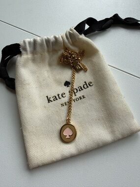 kate spade Gold Pendant Necklace with Pink Spade Inset